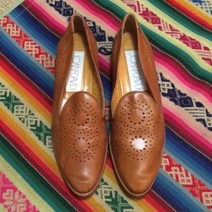 Vintage Joan & David brown leather loafer flats